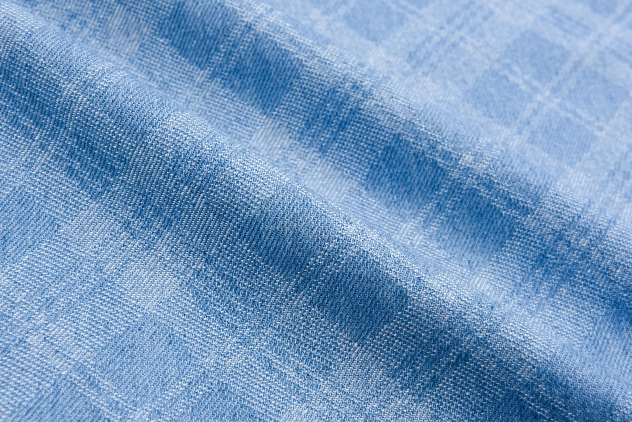 100%  Cotton  Washed Denim Plaid Jacquard Fabric