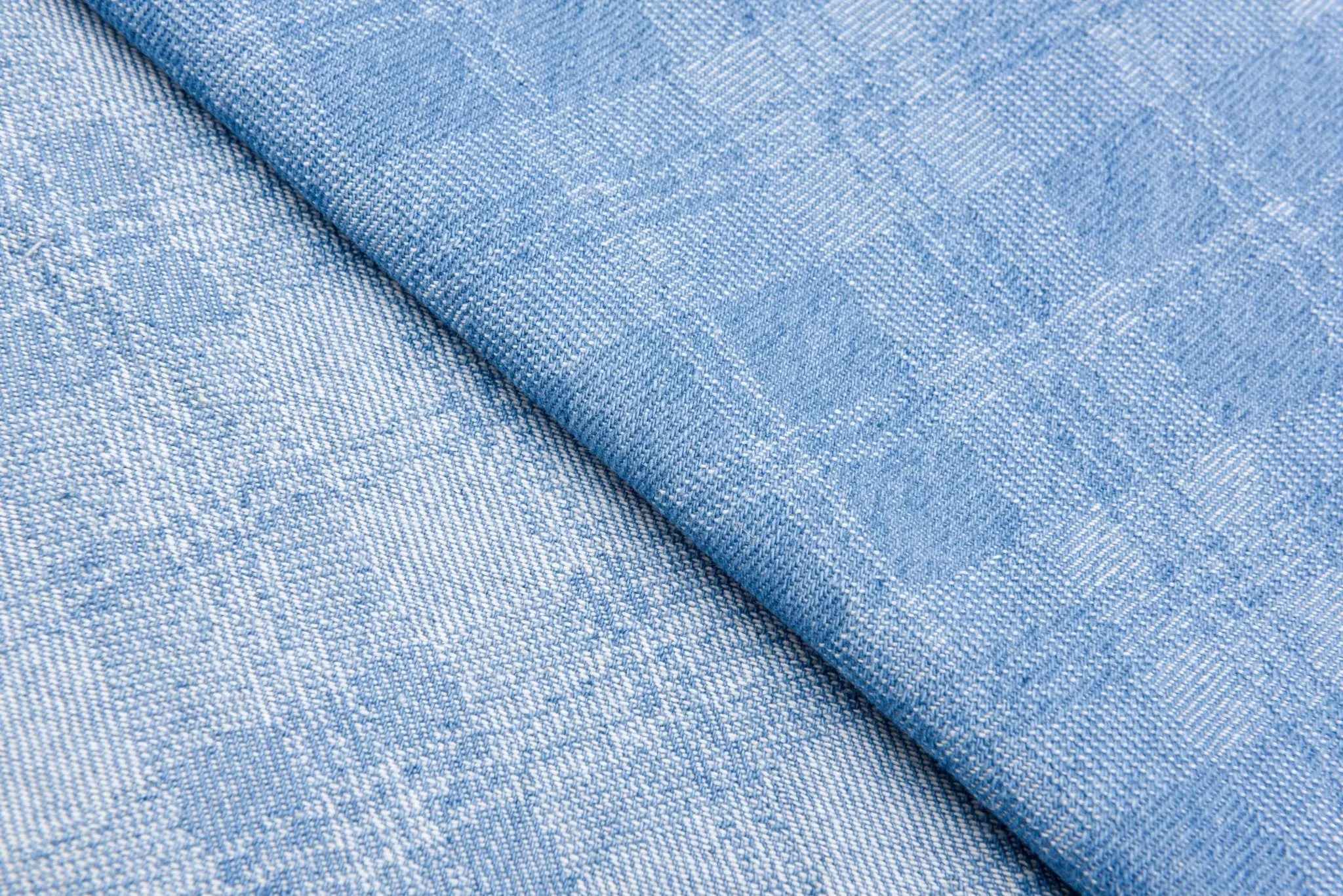 100%  Cotton  Washed Denim Plaid Jacquard Fabric