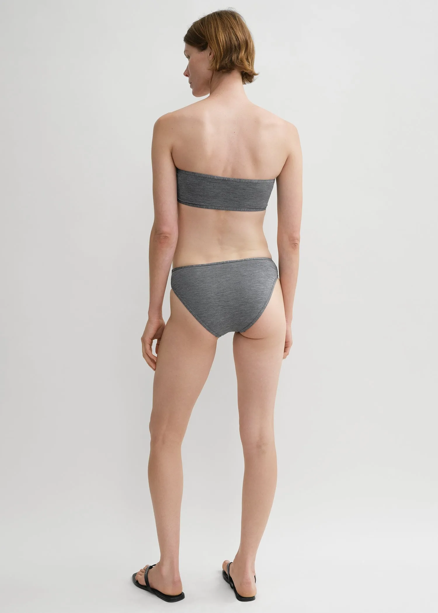 Binding-edge bikini top grey melange