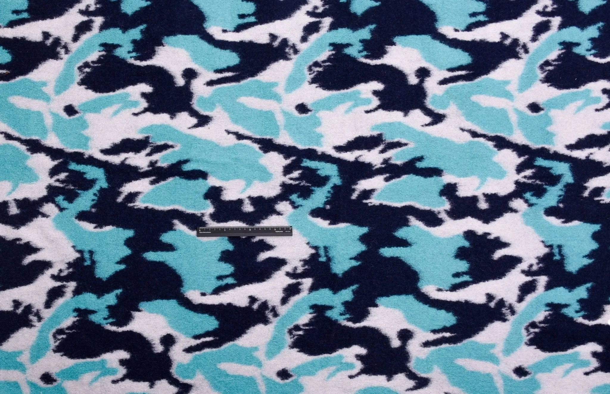 Boiled Wool Jacquard Melton Military Mint Design Fabric