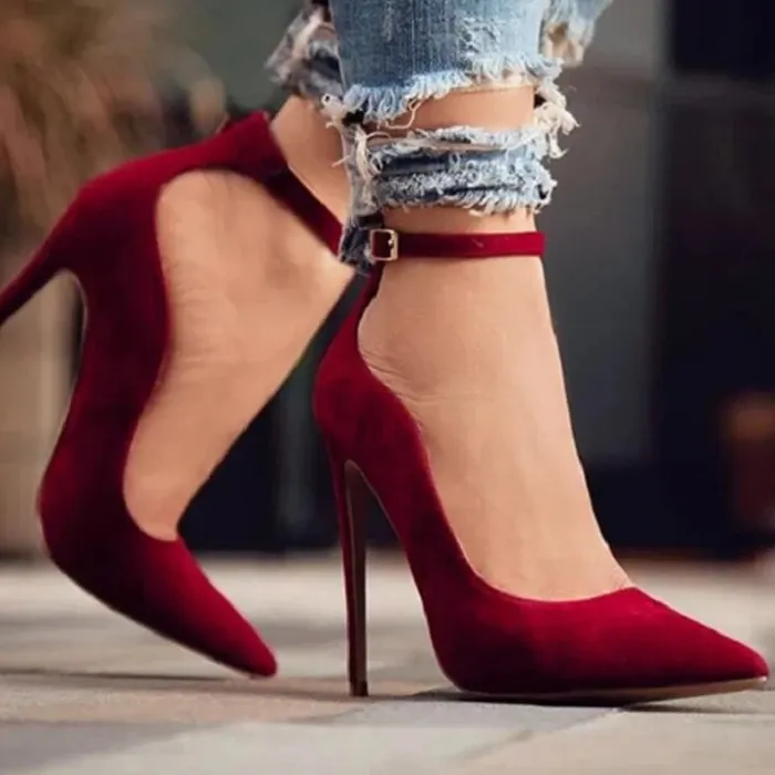 Buckle pointed high heels