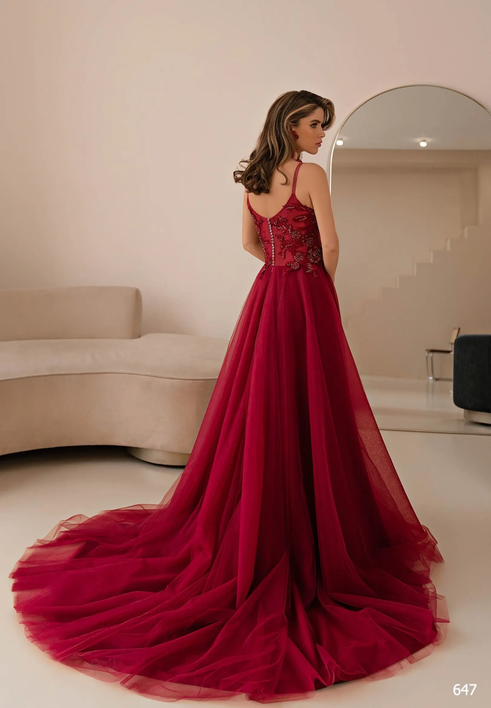 Burgundy Bridesmaid Ball Gown Dress Formal Occasion Prom Gown