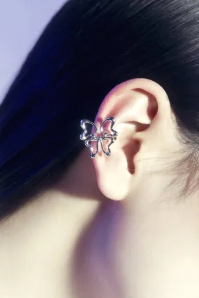 Butterfly earcuff huggie in silver