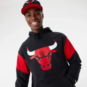 Chicago Bulls NBA Colour Block Black Oversized Hoodie