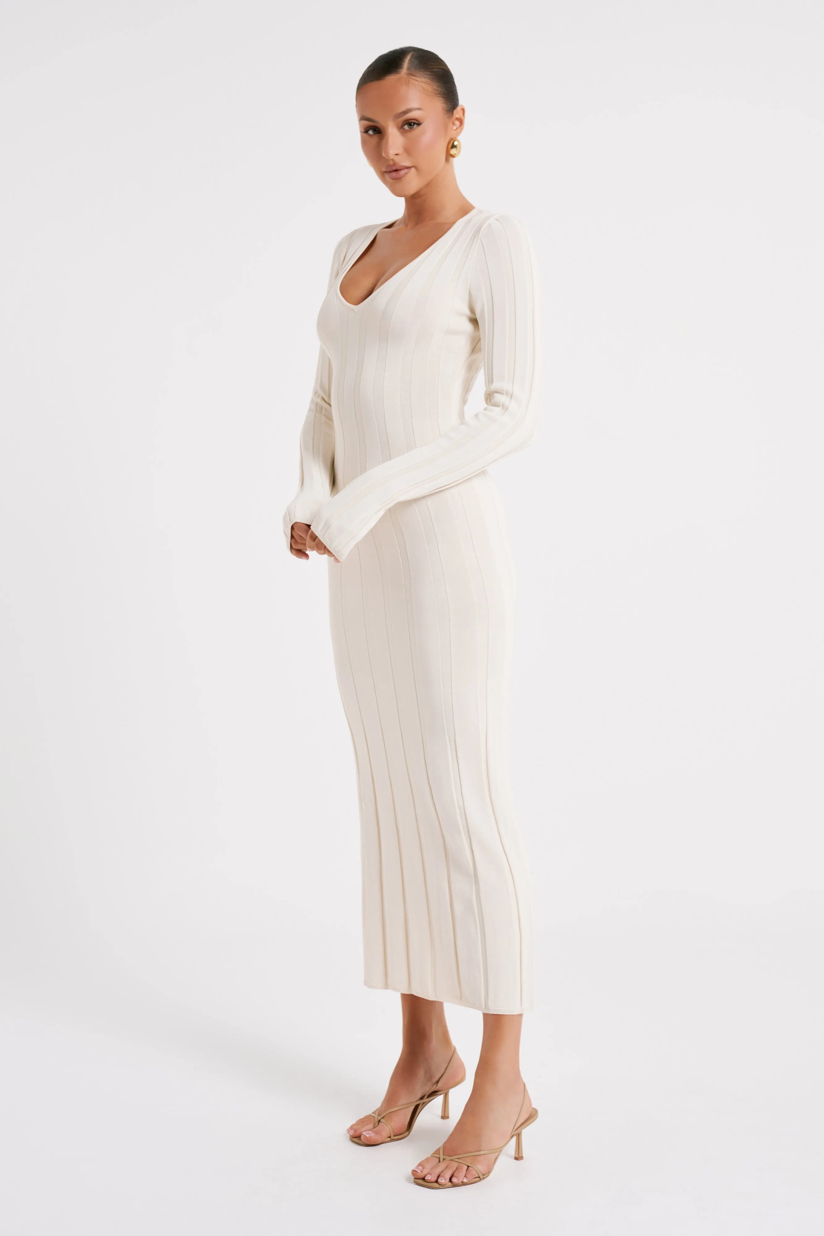 Ciara Ribbed Maxi Dress - Ivory