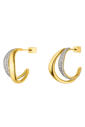 Crystal Galaxy Hoops 14K Gold Plated