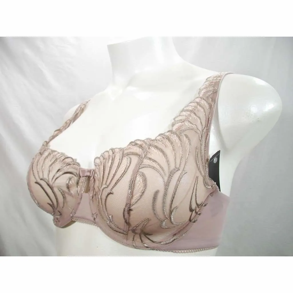 Felina 110040 Lana Embroidered Unlined Plunge Balconette Underwire Bra 36DD Mocha