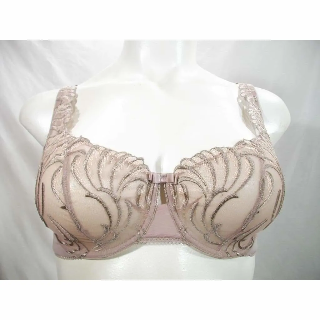 Felina 110040 Lana Embroidered Unlined Plunge Balconette Underwire Bra 38D Mocha