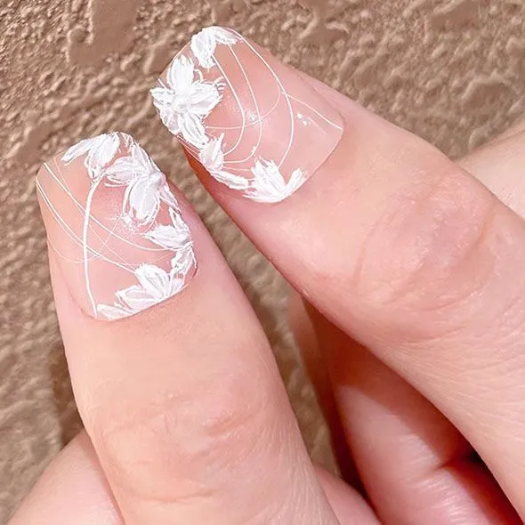 Flower Fingernail Wedding Nails For The Bride