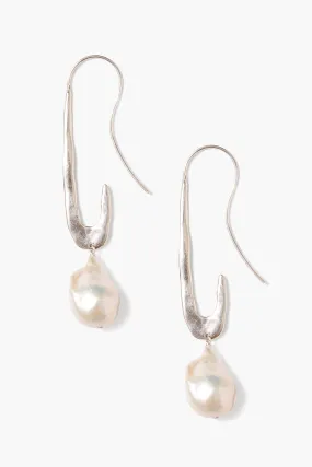 Gala Crescent Pearl Earrings Maxi Silver