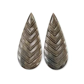 GOLDEN BROWN Chocolate SAPPHIRE Gemstone Carving : 65.40cts Natural Untreated Sapphire Hand Carved Pear Shape 48*20.5mm Pair (With Video)