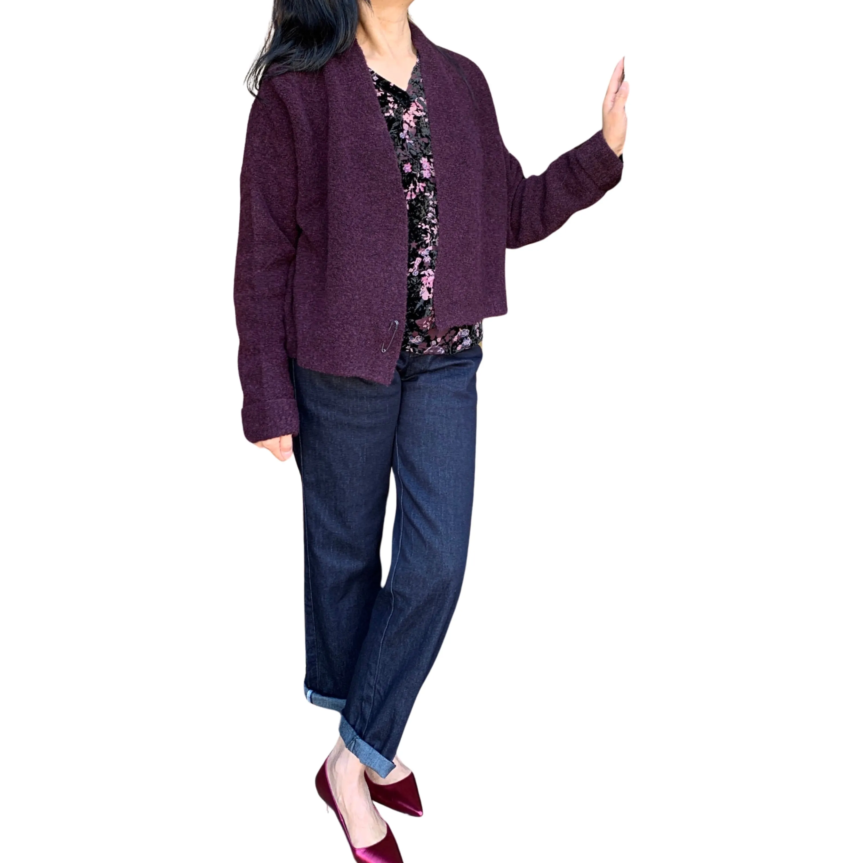 H23483 Aubergine Cardigan