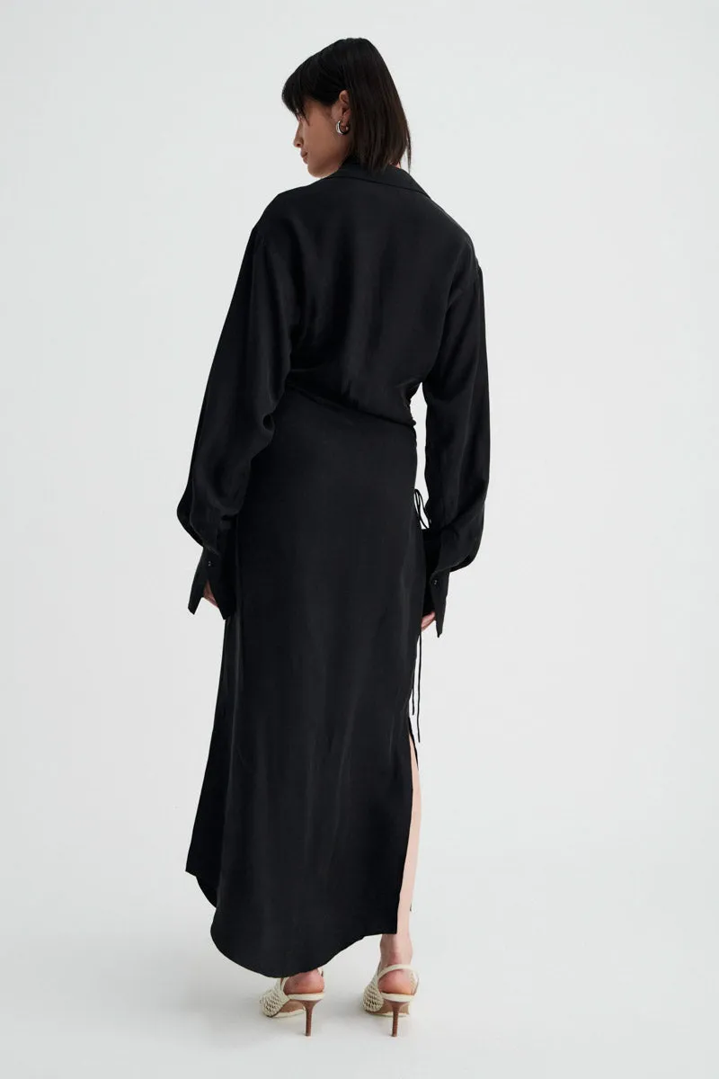 Halley Maxi Shirt Dress - Black