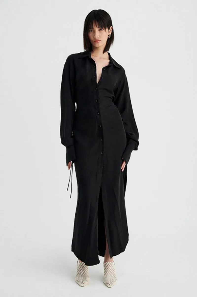 Halley Maxi Shirt Dress - Black