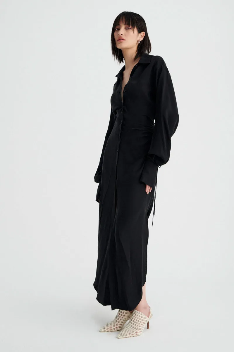 Halley Maxi Shirt Dress - Black