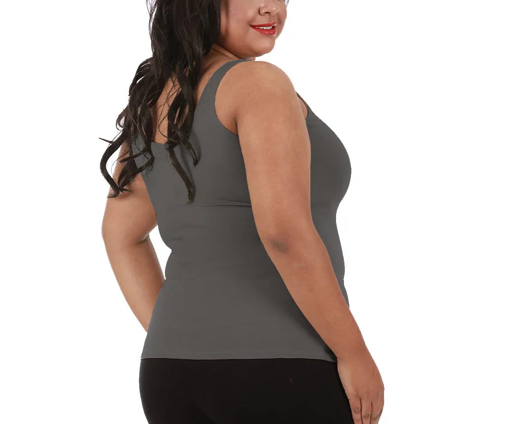 InstantFigure Curvy Plus Size Casual Scoop Neck Tank Top 168021C