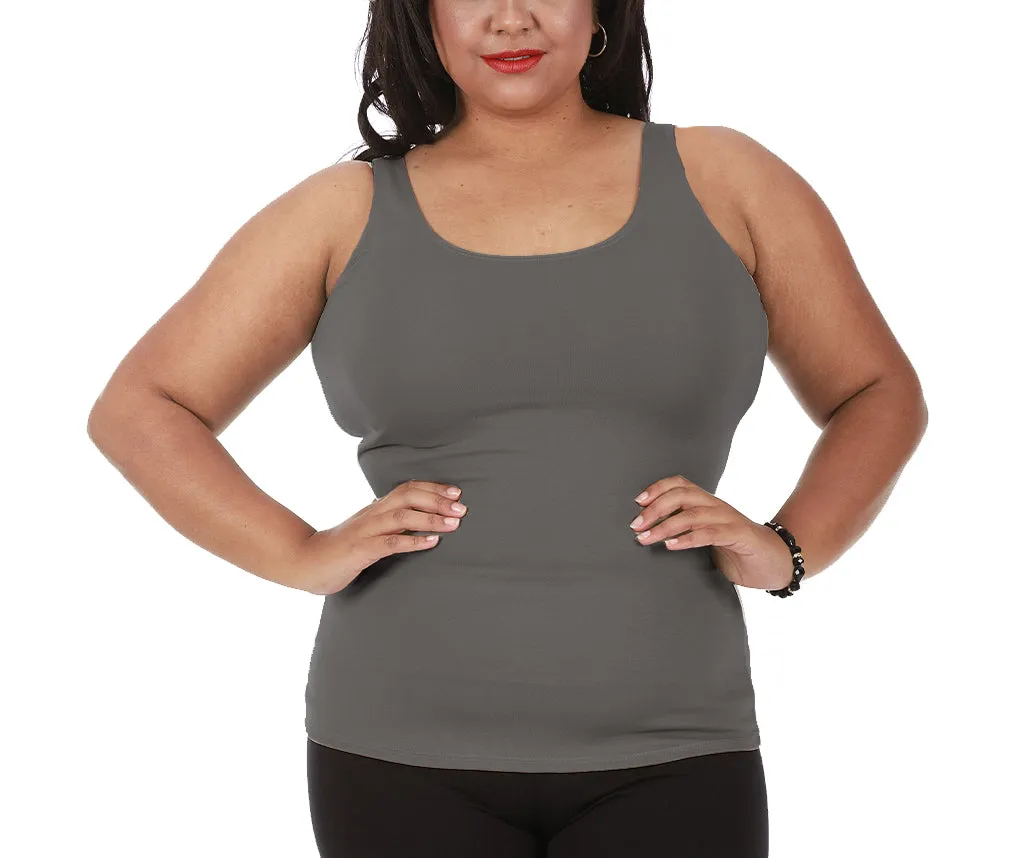 InstantFigure Curvy Plus Size Casual Scoop Neck Tank Top 168021C