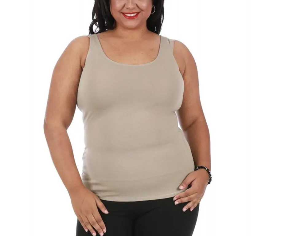 InstantFigure Curvy Plus Size Casual Scoop Neck Tank Top 168021C