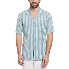 Linen Blend Striped Pique Shirt