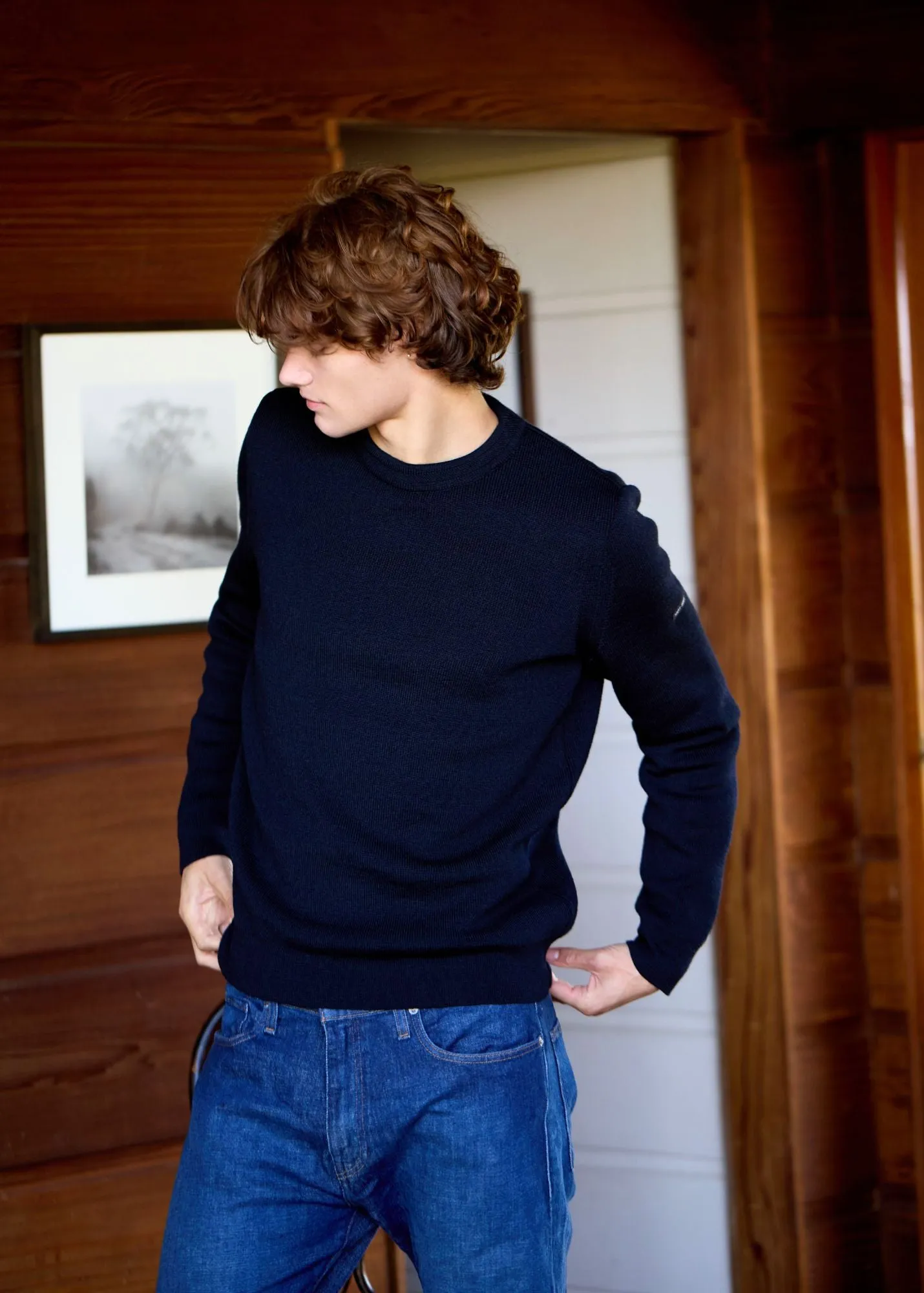 LOCRONAN III - Crew Neck Sweater for Men | Straight Fit  (NAVY)