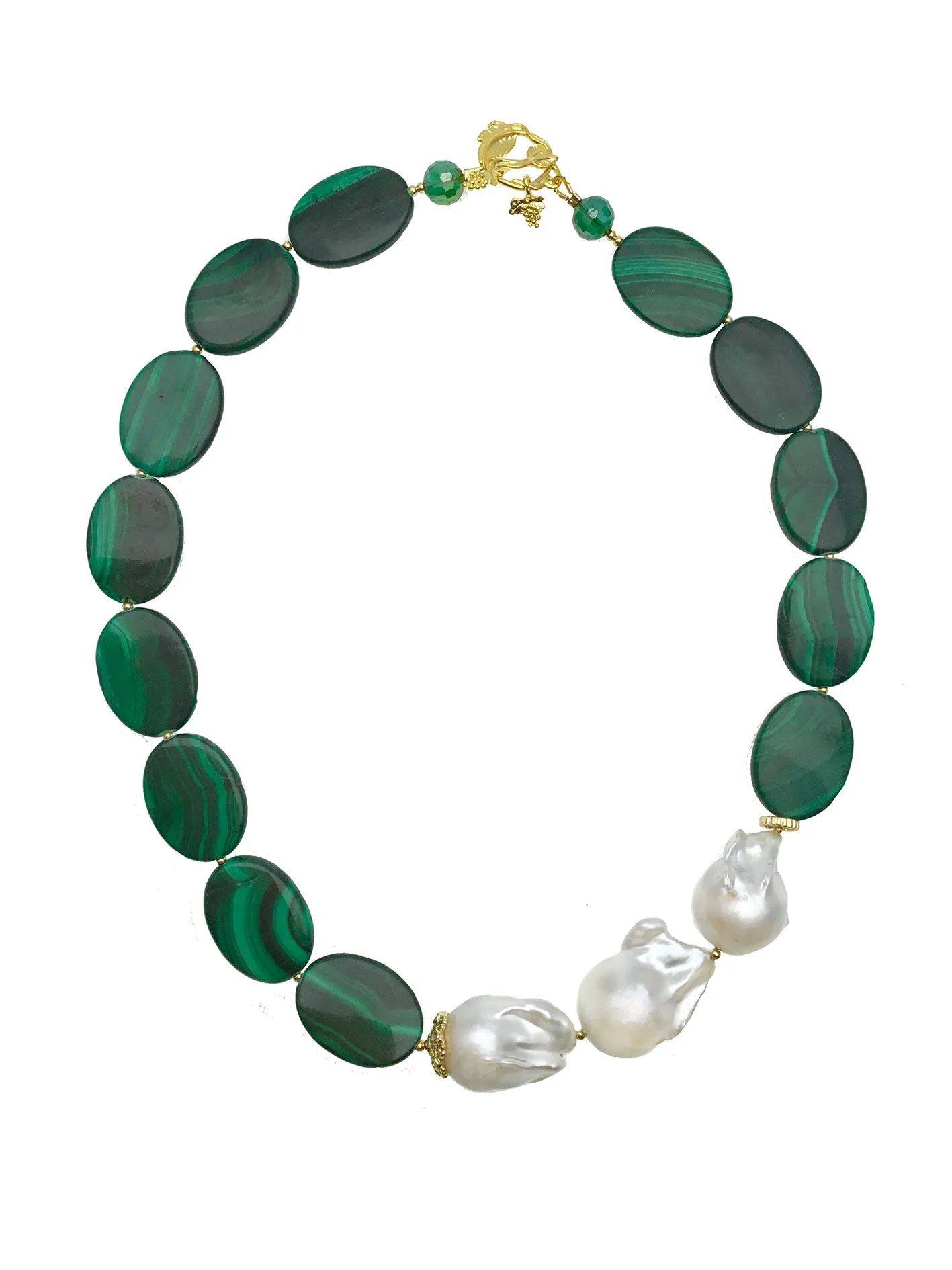 Malachite & Baroque Pearl Necklace CN041