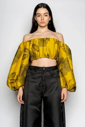 MUSTARD FLORAL OFF SHOULDER TOP