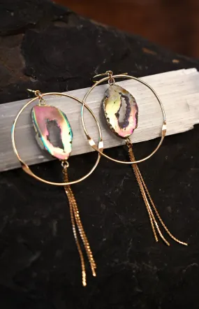 My Aura is Magic Titanium Agate Gold Hoops