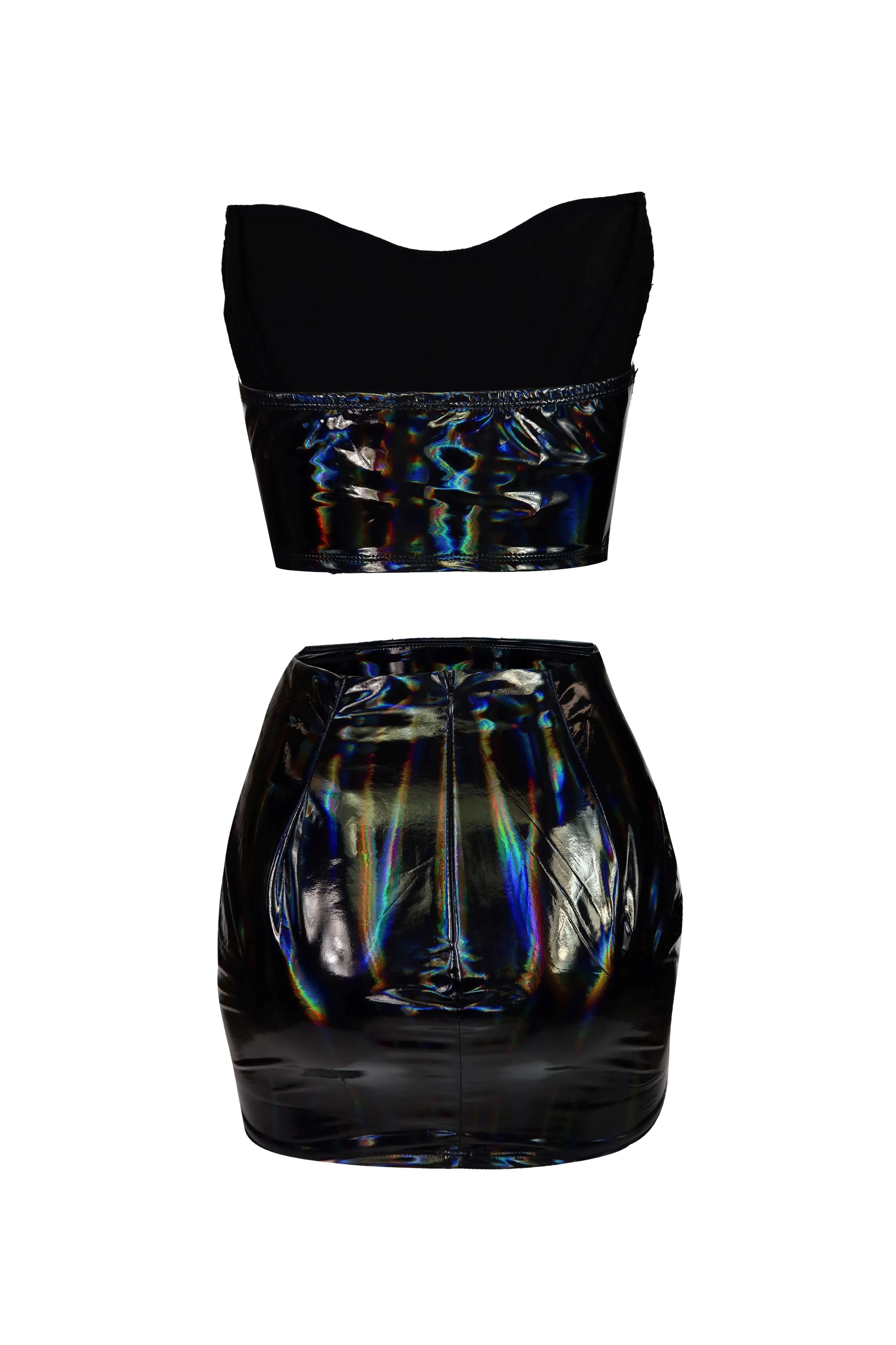 New Levels Vinyl Holograph Bustier & Skirt SET