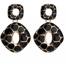 Nina Black and Gold Statement Earrings