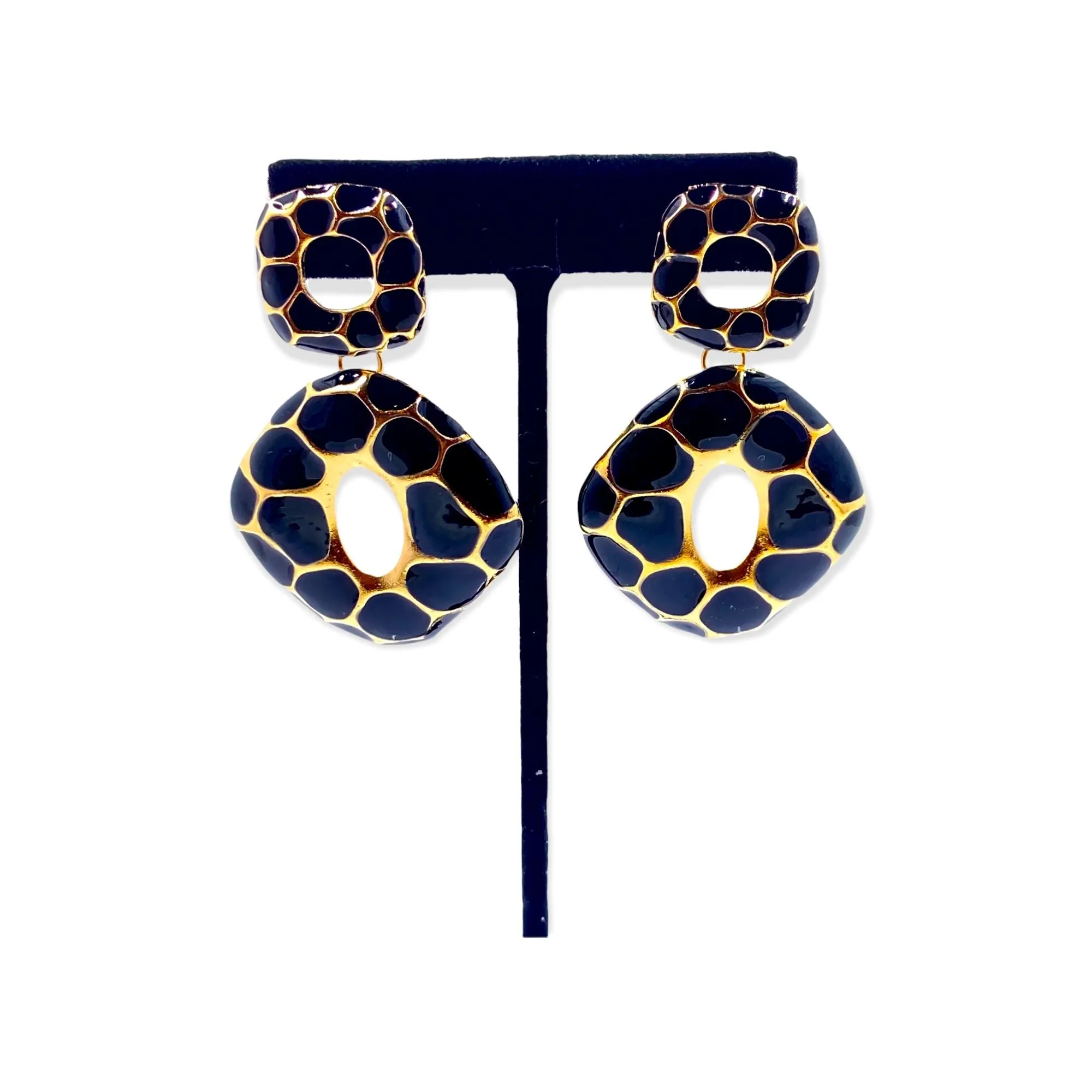 Nina Black and Gold Statement Earrings