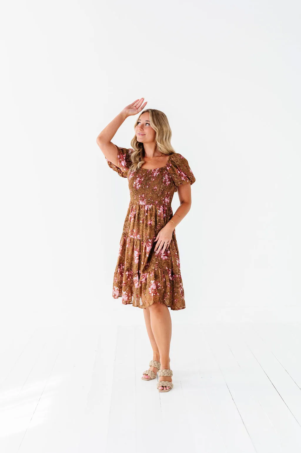 Preslee Chiffon Dress in Brown