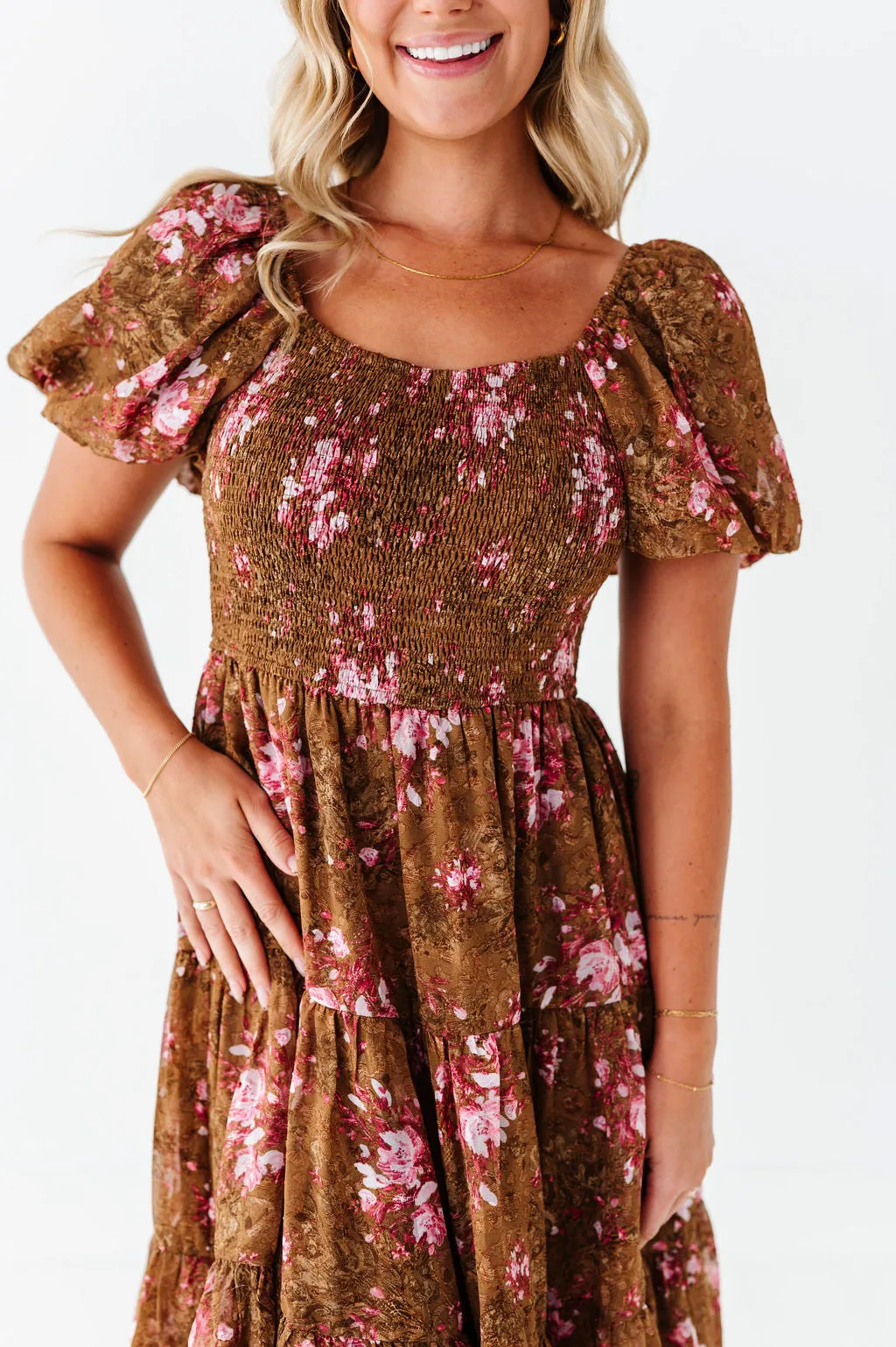 Preslee Chiffon Dress in Brown