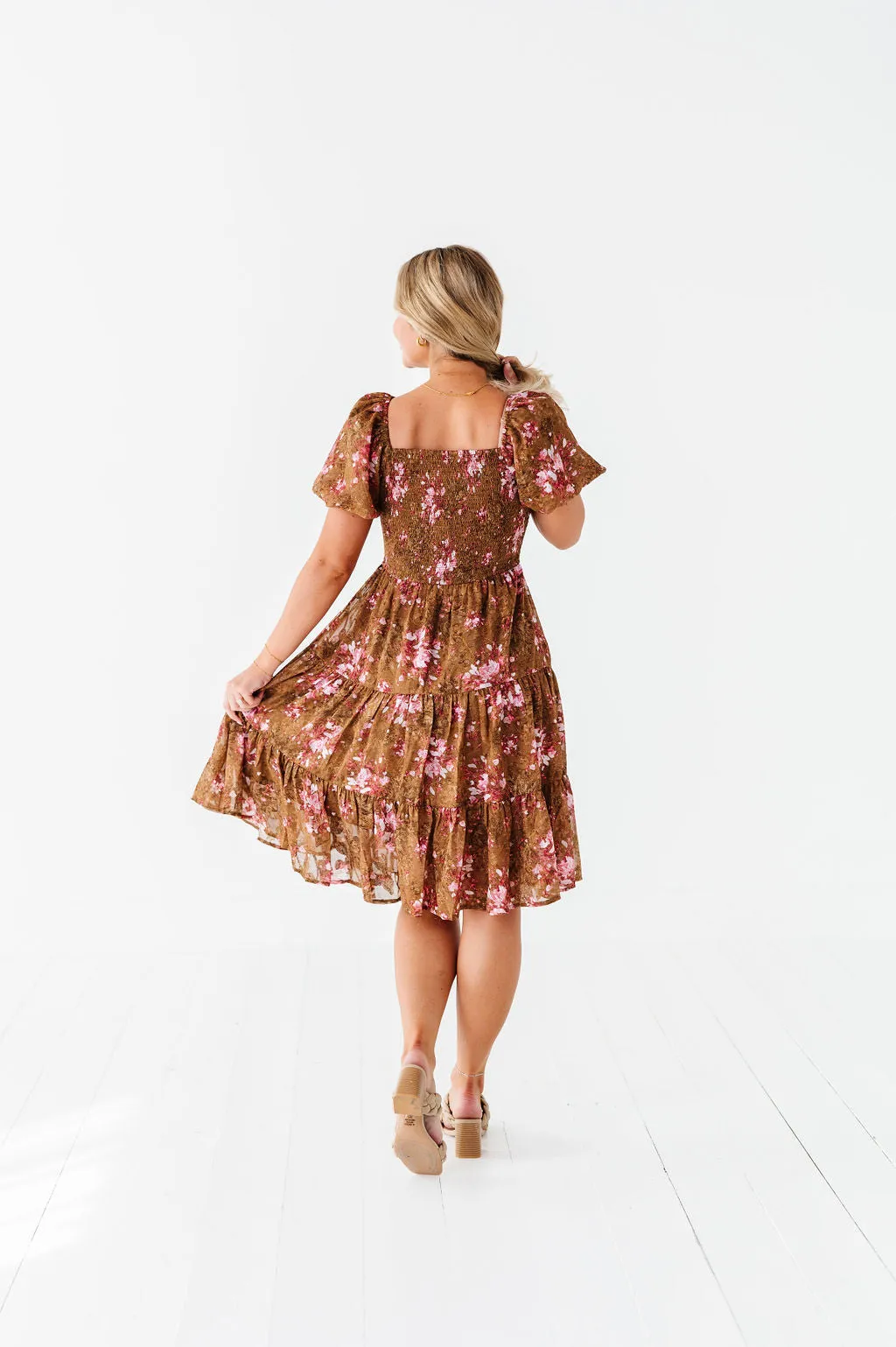 Preslee Chiffon Dress in Brown