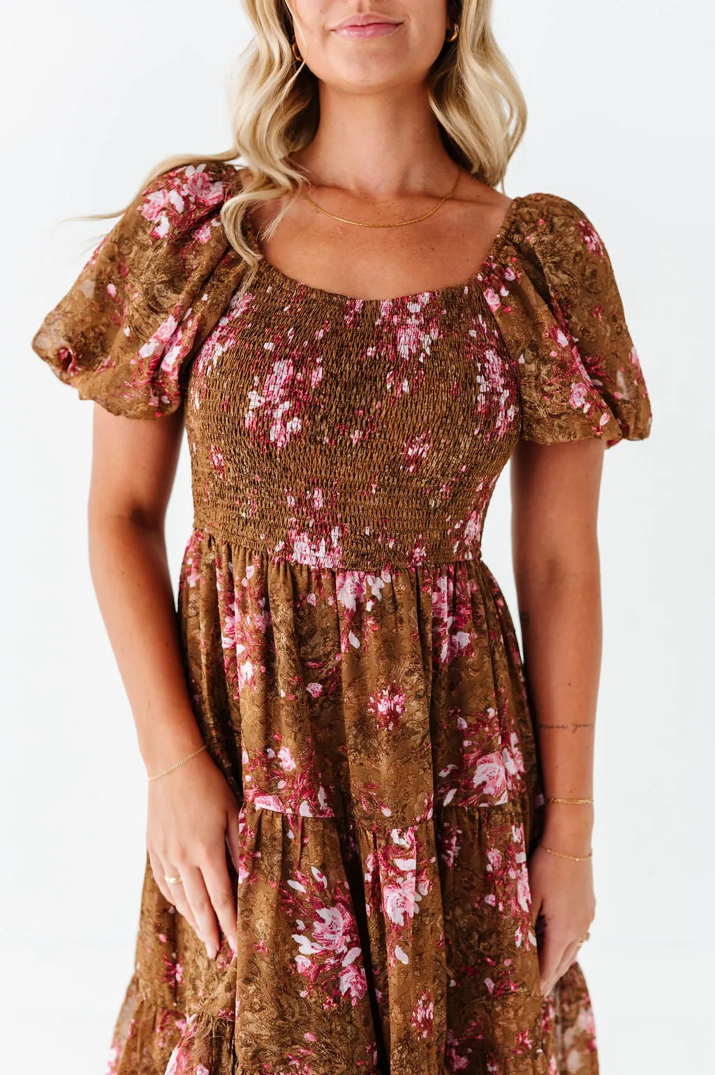 Preslee Chiffon Dress in Brown