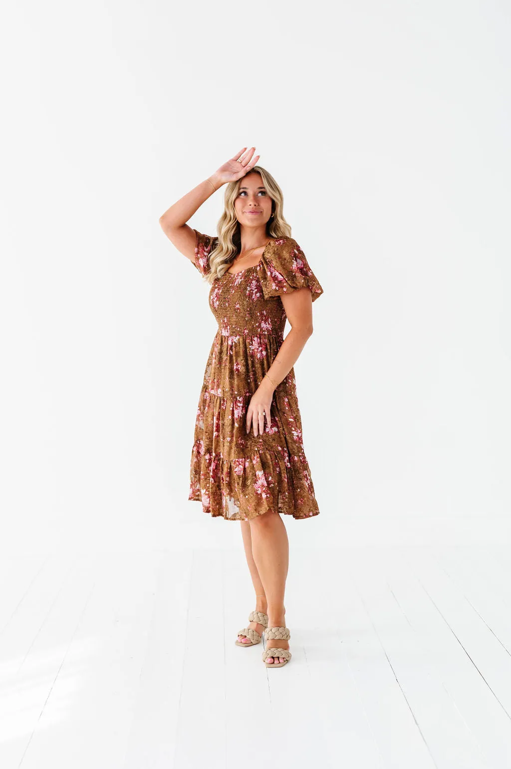 Preslee Chiffon Dress in Brown