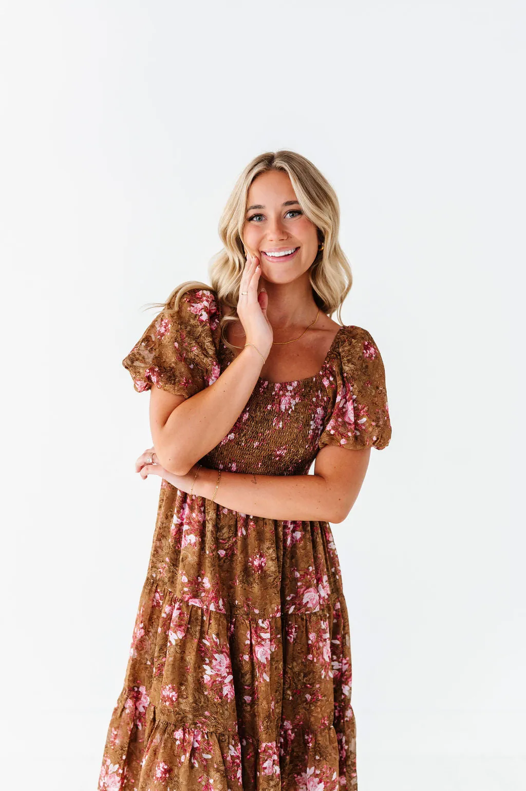 Preslee Chiffon Dress in Brown