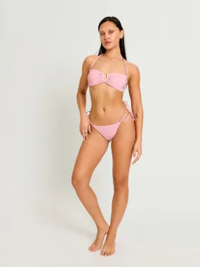 Swimwear Shimmer Tie Back Bandeau Top Peony Pink