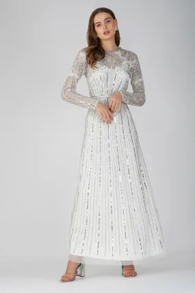 Teresa Embellished Maxi Dress in Silver