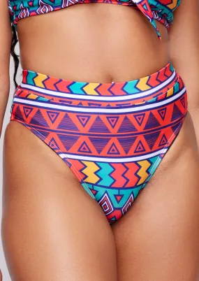 Visola Women's African Print Bikini Bottoms (Rainbow Tribal) - Clearance