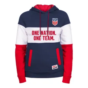 Women's New Era USMNT Heather Navy Color Block Hoodie