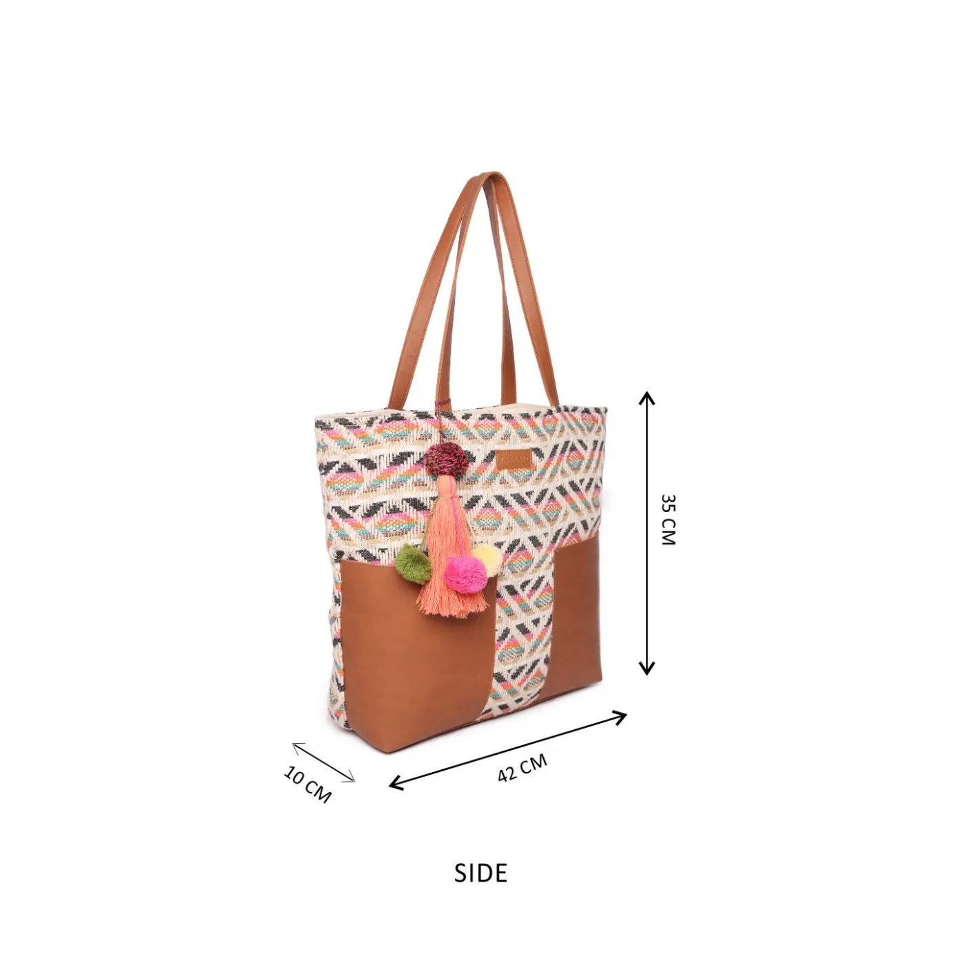 Womens Tote Bag Medium Size With Beautiful Tassel